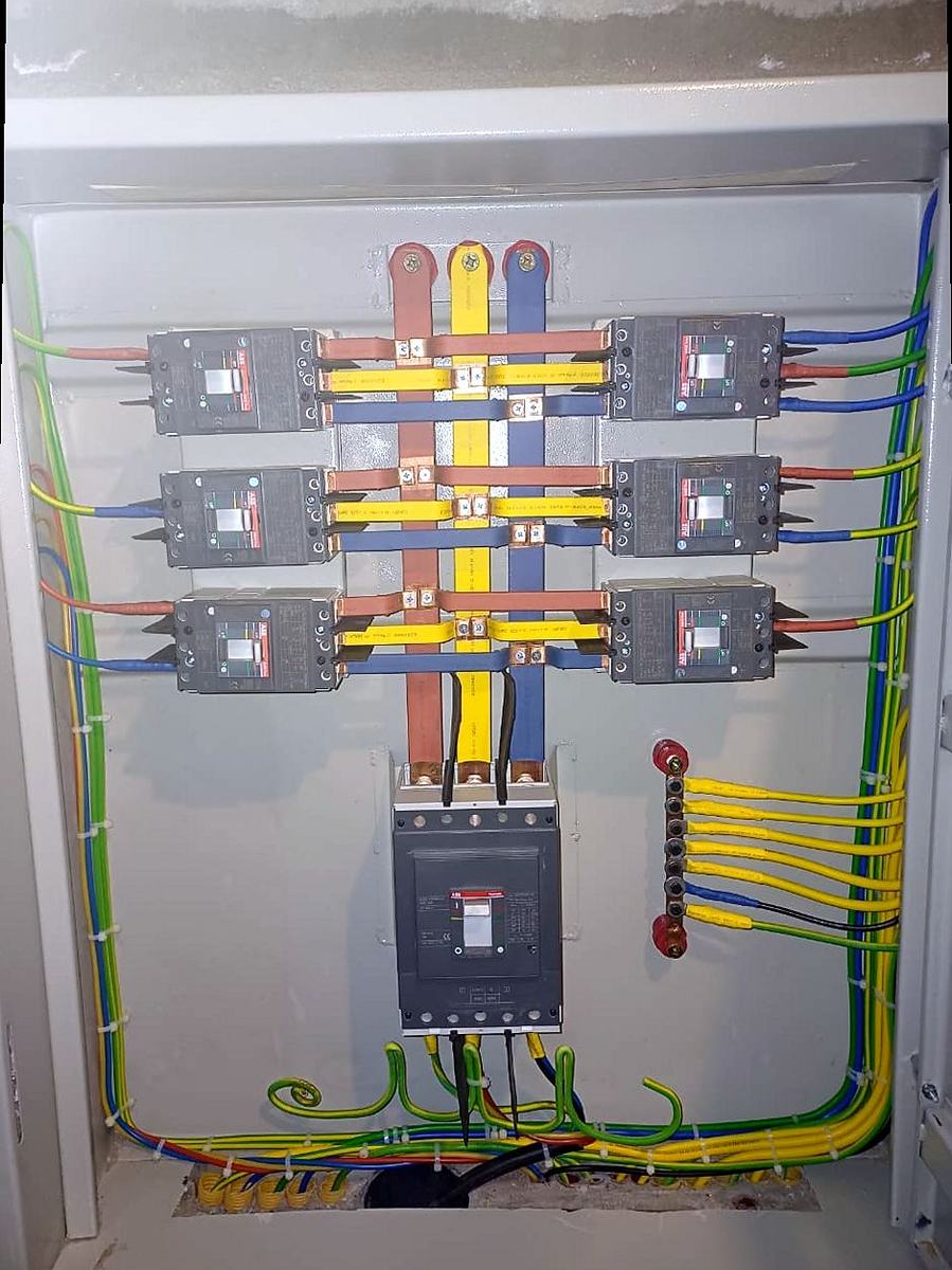 The switchgear we supply, wired into a board on one of our jobs