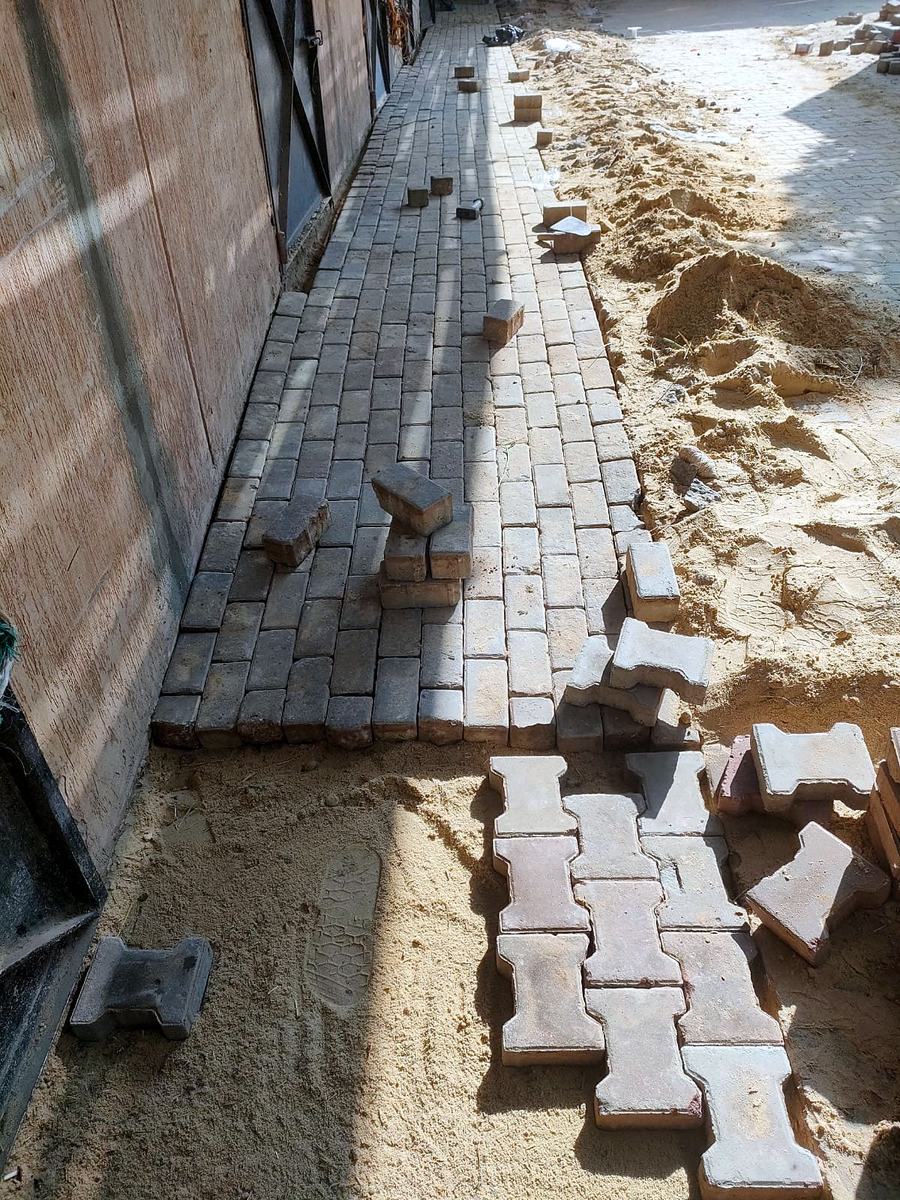 Paving bedded on sand on one of our own sites