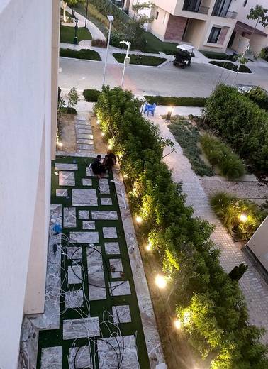 Garden Pergola & Landscape Lighting — Compound villa