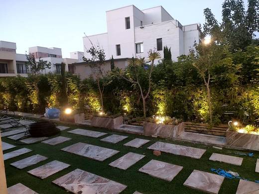 Garden Pergola & Landscape Lighting — Compound villa