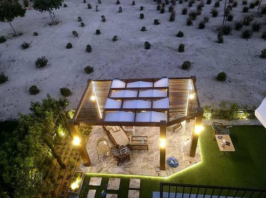 Garden Pergola & Landscape Lighting — Compound villa